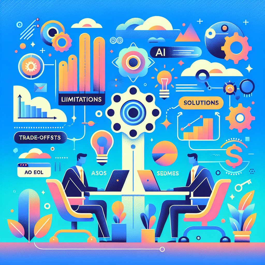 Minimalist illustration of AI SEO tool tradeoffs, balancing automation and human oversight.